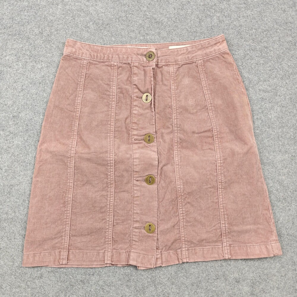Pilcro And The Letterpress Skirt Womens 6 Pink Corduroy Button Front A-Line